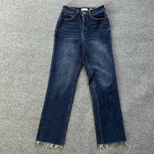 A Loves A Jeans‎ Womens 25 Blue High Rise Straight Raw Hem Stretch Denim
